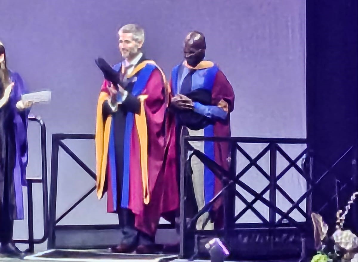 Dr Tunji, receiving his PhD